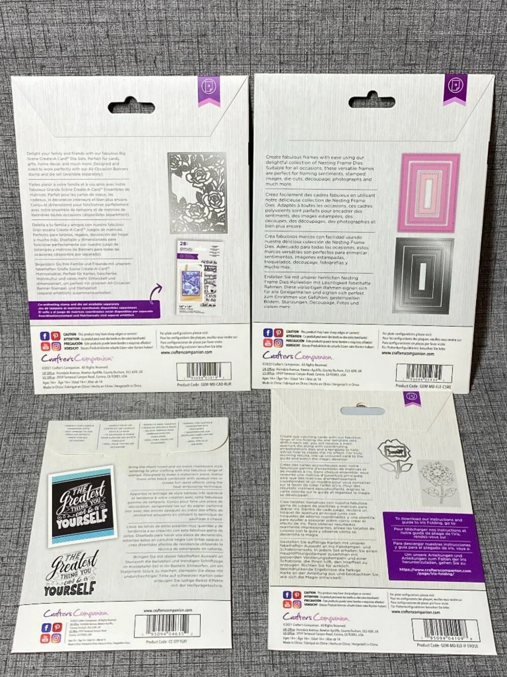 NEW Crafters Companion 4pc Lot English Rose Rustic Roses Cross Stitch Die Stamp